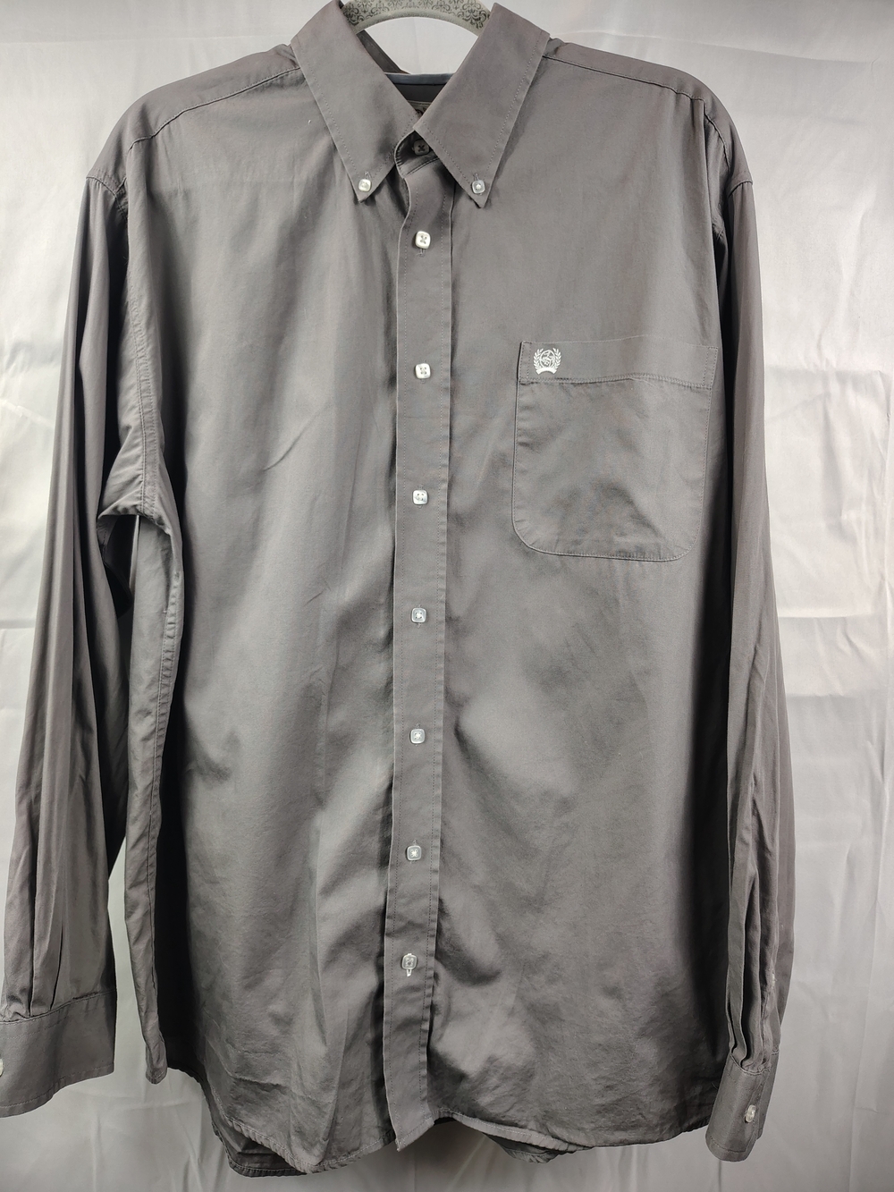 Cinch Western Men's Gray Button-Down Dress Shirt - Classic Long Sleeve Medium